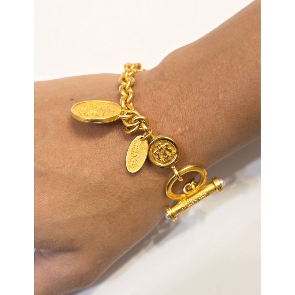 Vintage 1980s Giorgio Beverly Hills Gold Tone Charm Bracelet 7.5"